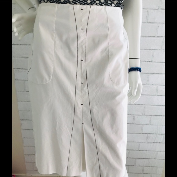 MAG Magaschoni White cotton skirt w/ top stitching - Picture 1 of 5